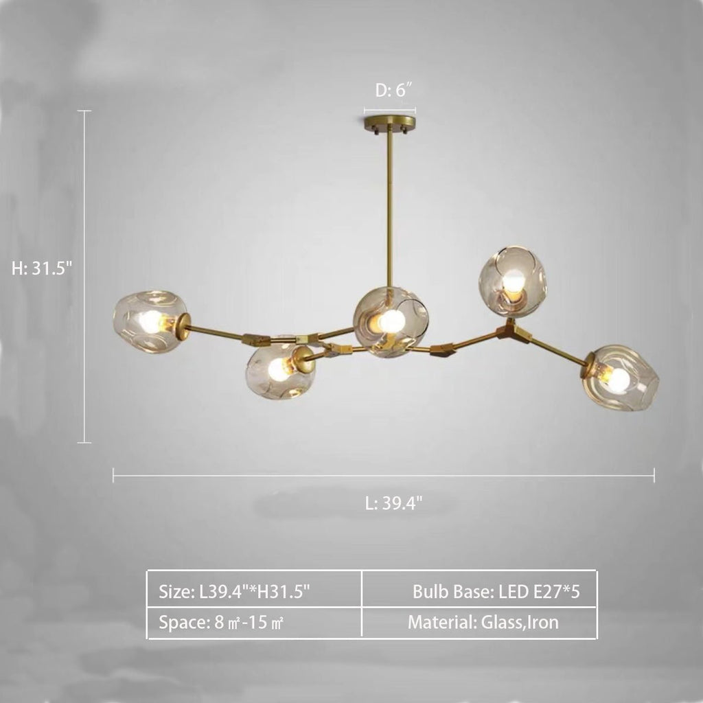 Extra Large Industrial Fashion Branch Multiple Glass Pendant Chandelier for Living/Dining Room - fovolighting