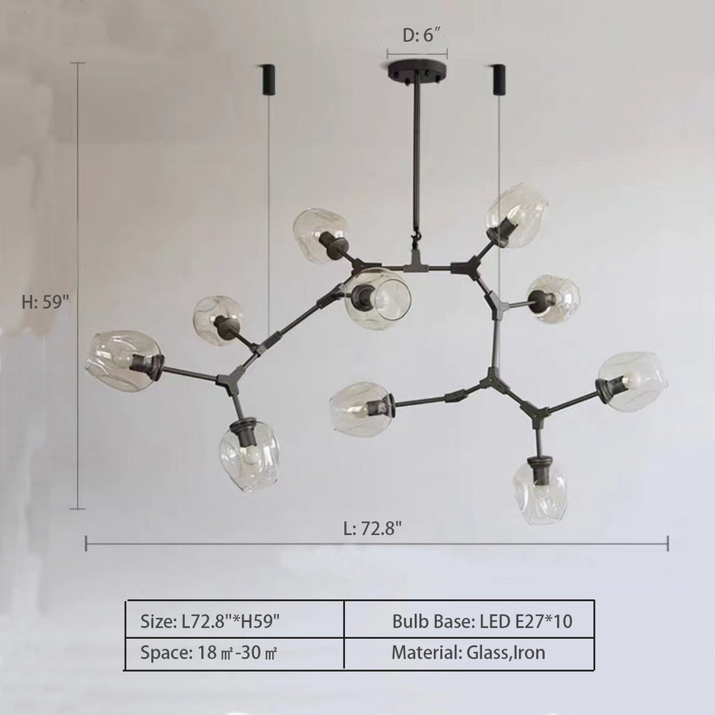 Extra Large Industrial Fashion Branch Multiple Glass Pendant Chandelier for Living/Dining Room - fovolighting