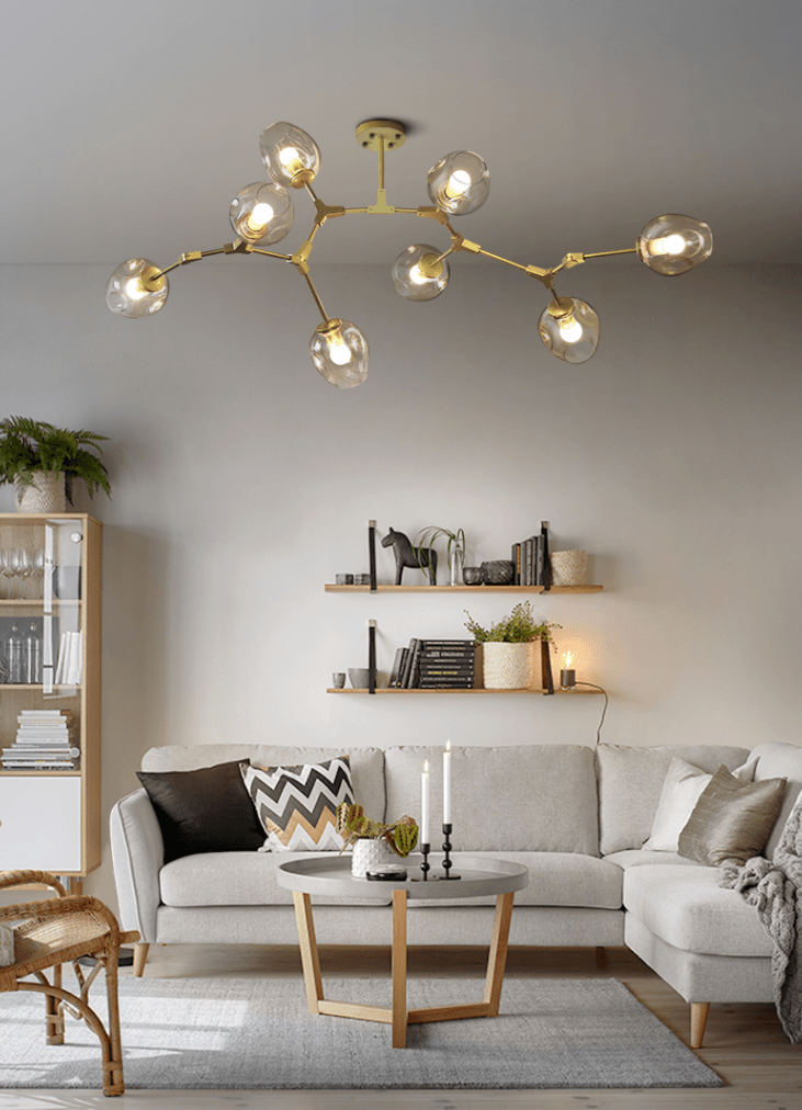 Extra Large Industrial Fashion Branch Multiple Glass Pendant Chandelier for Living/Dining Room - fovolighting
