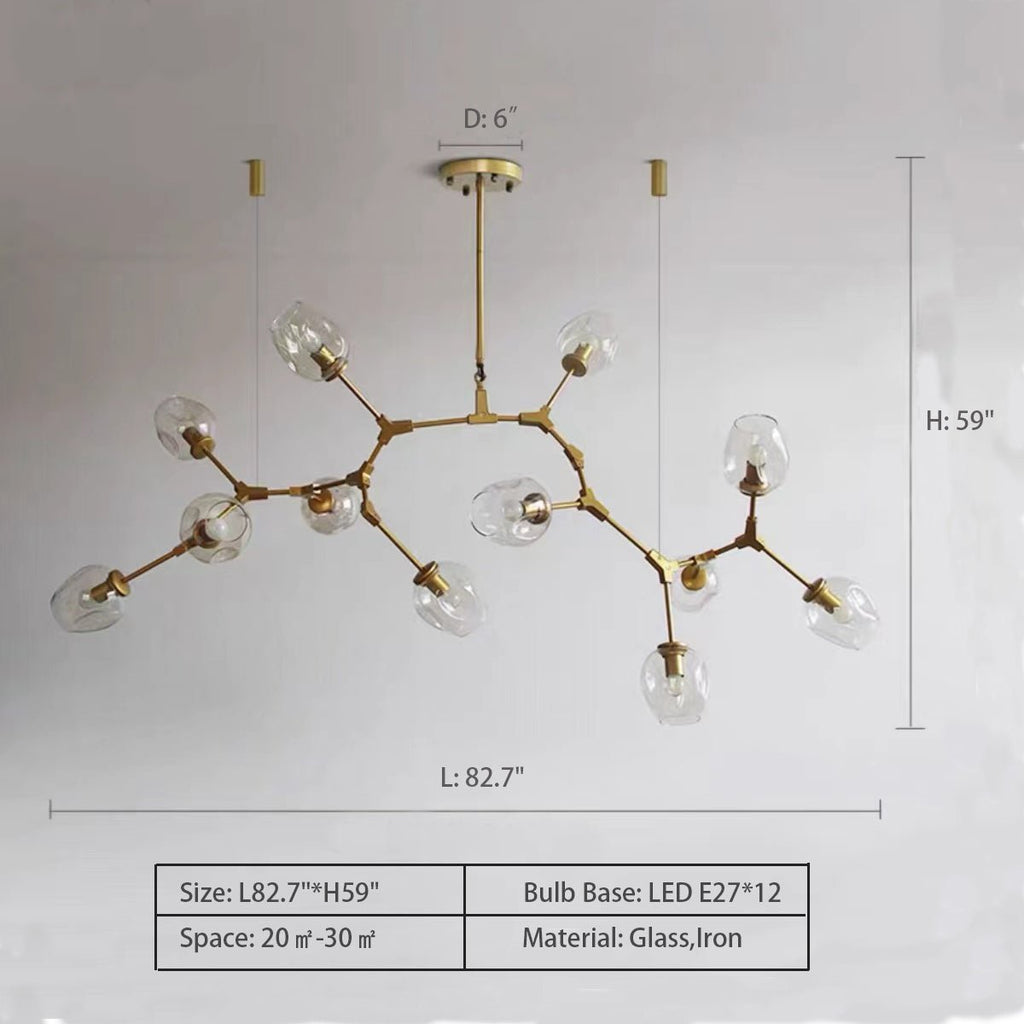 Extra Large Industrial Fashion Branch Multiple Glass Pendant Chandelier for Living/Dining Room - fovolighting