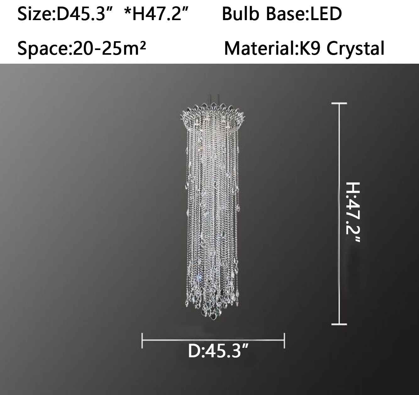 Extra Large Light Luxury Stairwell Crystal Tassel Chandelier for Staircase/High Floor Hall/Loft - fovolighting