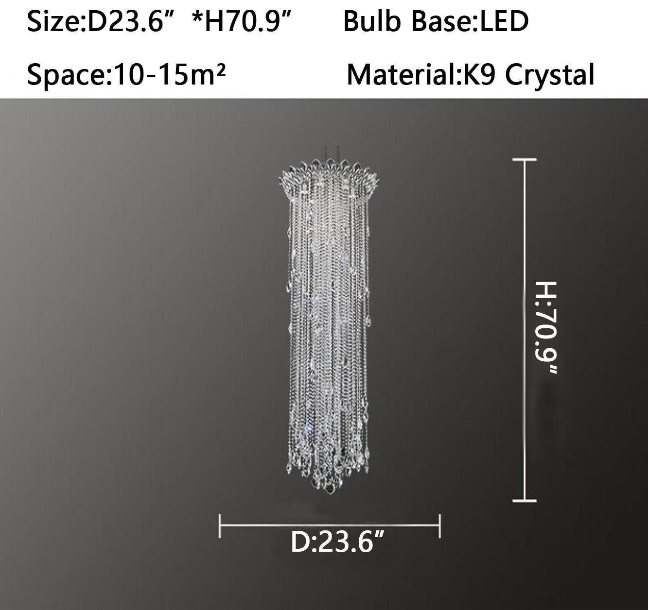 Extra Large Light Luxury Stairwell Crystal Tassel Chandelier for Staircase/High Floor Hall/Loft - fovolighting