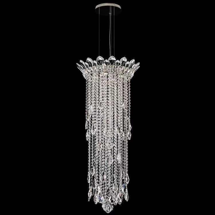 Extra Large Light Luxury Stairwell Crystal Tassel Chandelier for Staircase/High Floor Hall/Loft - fovolighting