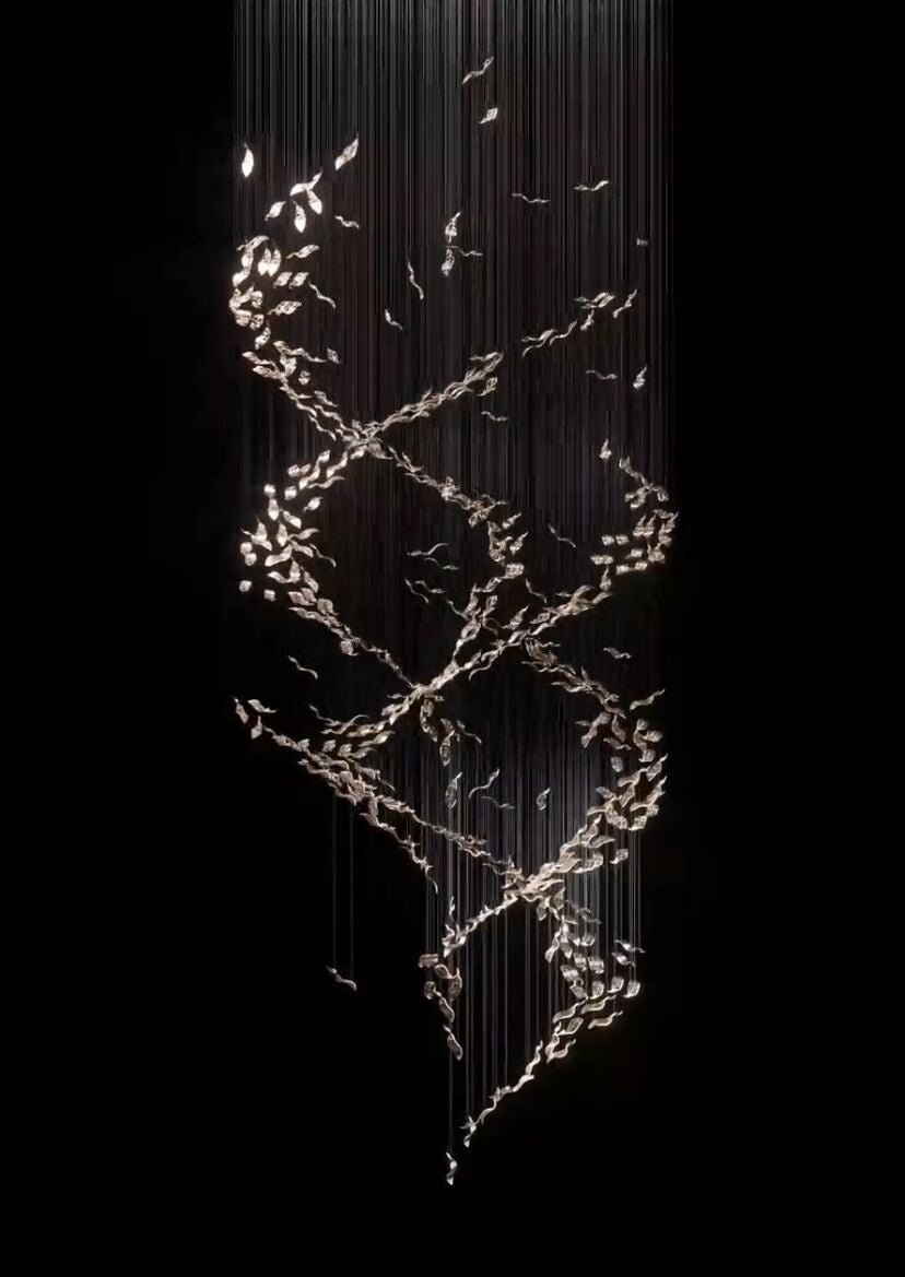 Extra Large Luxury Art Double Spiral Creative Crystal Chandelier For High - ceiling Foyer/Hallway/Entryway - fovolighting