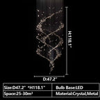 Extra Large Luxury Art Double Spiral Creative Crystal Chandelier For High - ceiling Foyer/Hallway/Entryway - fovolighting