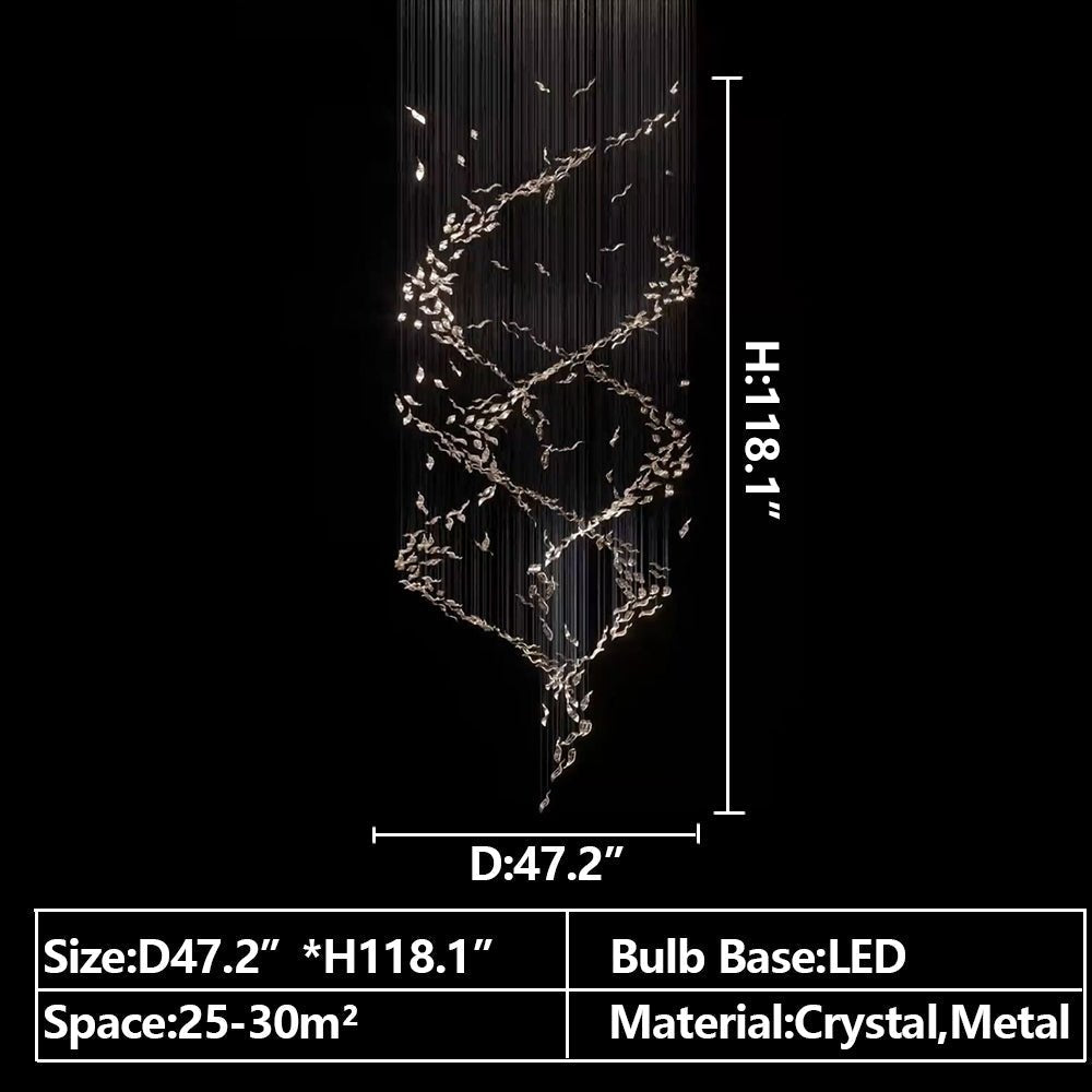 Extra Large Luxury Art Double Spiral Creative Crystal Chandelier For High - ceiling Foyer/Hallway/Entryway - fovolighting