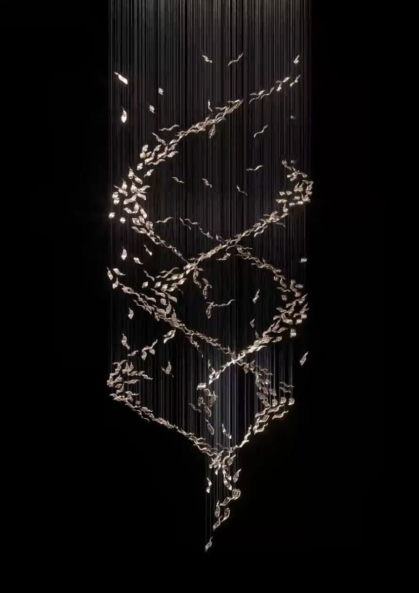 Extra Large Luxury Art Double Spiral Creative Crystal Chandelier For High - ceiling Foyer/Hallway/Entryway - fovolighting
