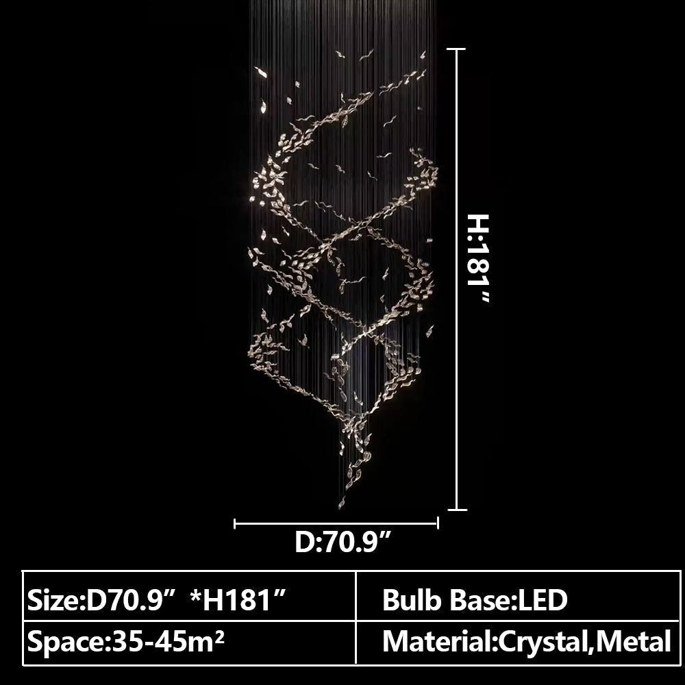 Extra Large Luxury Art Double Spiral Creative Crystal Chandelier For High - ceiling Foyer/Hallway/Entryway - fovolighting