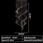 Extra Large Luxury Art Double Spiral Creative Crystal Chandelier For High - ceiling Foyer/Hallway/Entryway - fovolighting