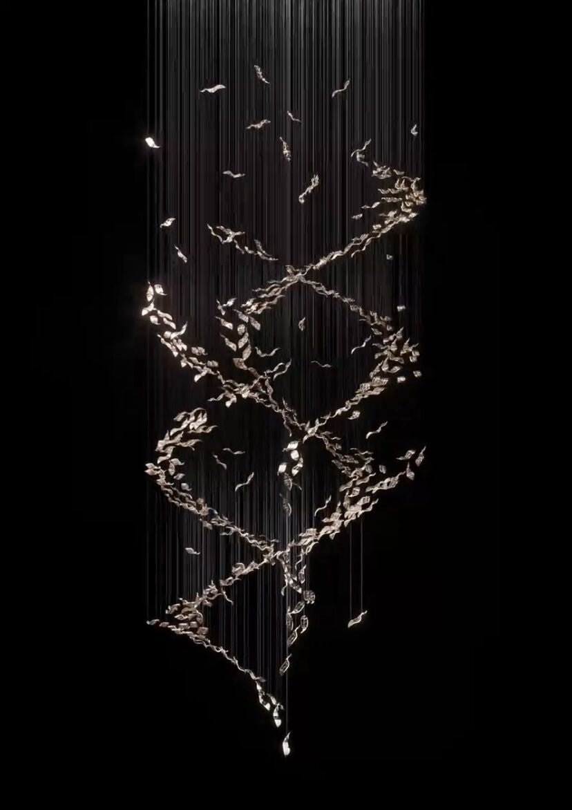 Extra Large Luxury Art Double Spiral Creative Crystal Chandelier For High - ceiling Foyer/Hallway/Entryway - fovolighting