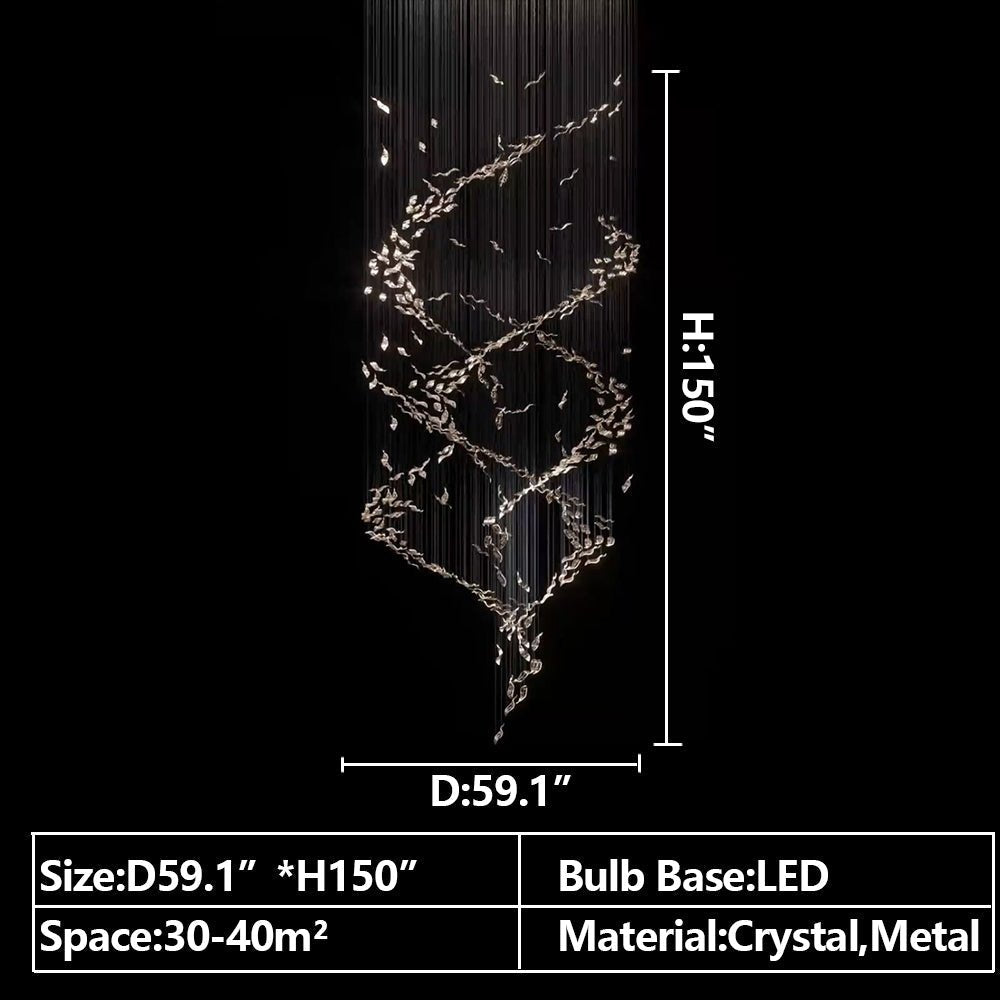 Extra Large Luxury Art Double Spiral Creative Crystal Chandelier For High - ceiling Foyer/Hallway/Entryway - fovolighting