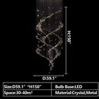 Extra Large Luxury Art Double Spiral Creative Crystal Chandelier For High - ceiling Foyer/Hallway/Entryway - fovolighting
