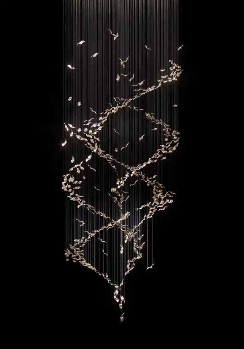 Extra Large Luxury Art Double Spiral Creative Crystal Chandelier For High - ceiling Foyer/Hallway/Entryway - fovolighting