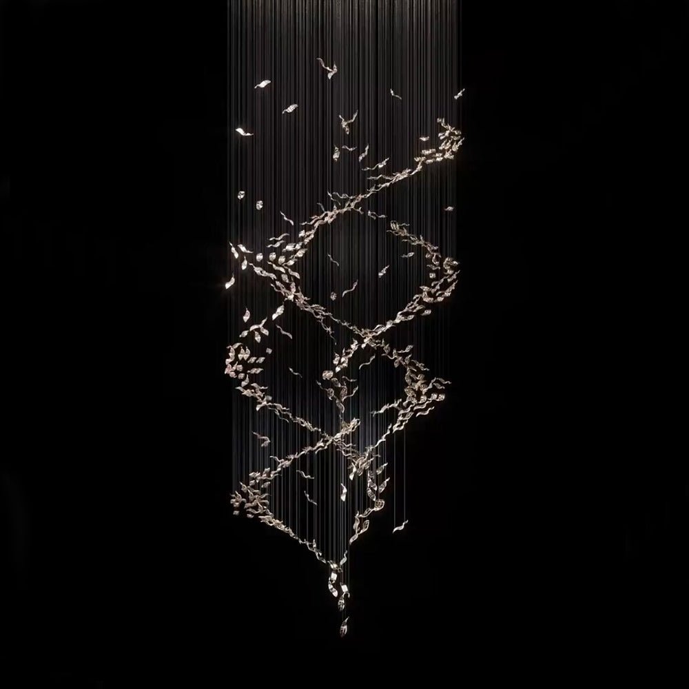Extra Large Luxury Art Double Spiral Creative Crystal Chandelier For High - ceiling Foyer/Hallway/Entryway - fovolighting