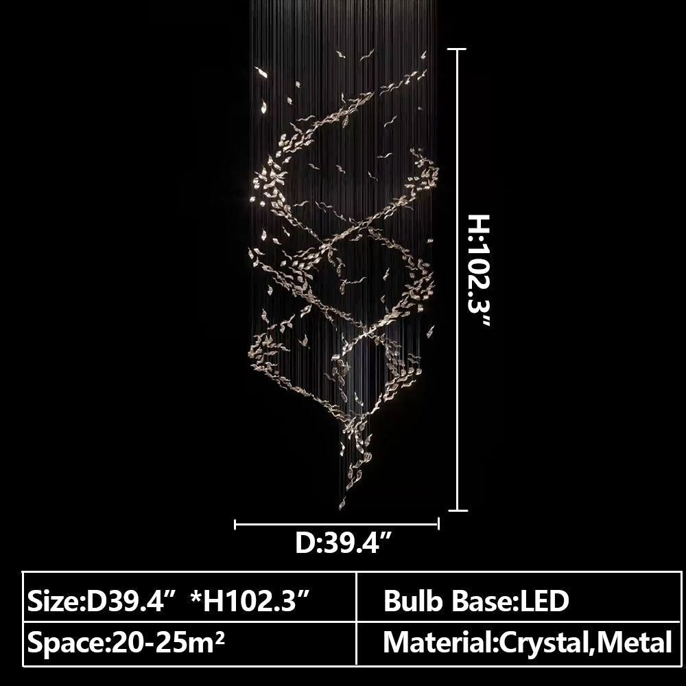 Extra Large Luxury Art Double Spiral Creative Crystal Chandelier For High - ceiling Foyer/Hallway/Entryway - fovolighting