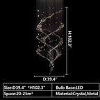 Extra Large Luxury Art Double Spiral Creative Crystal Chandelier For High - ceiling Foyer/Hallway/Entryway - fovolighting