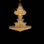Extra Large Luxury Gold Empire Crystal Chandelier Multi - Layers Fixture For Foyer/ Big Hallway/ Hotel lobby/ Palace Hall - fovolighting
