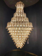 Extra Large Luxury Multi - tier Gold CrystalChandelier for Stairs/Large High - ceiling Room - fovolighting