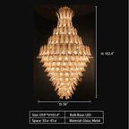 Extra Large Luxury Multi - tier Gold CrystalChandelier for Stairs/Large High - ceiling Room - fovolighting
