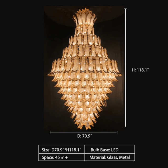 Extra Large Luxury Multi - tier Gold CrystalChandelier for Stairs/Large High - ceiling Room - fovolighting