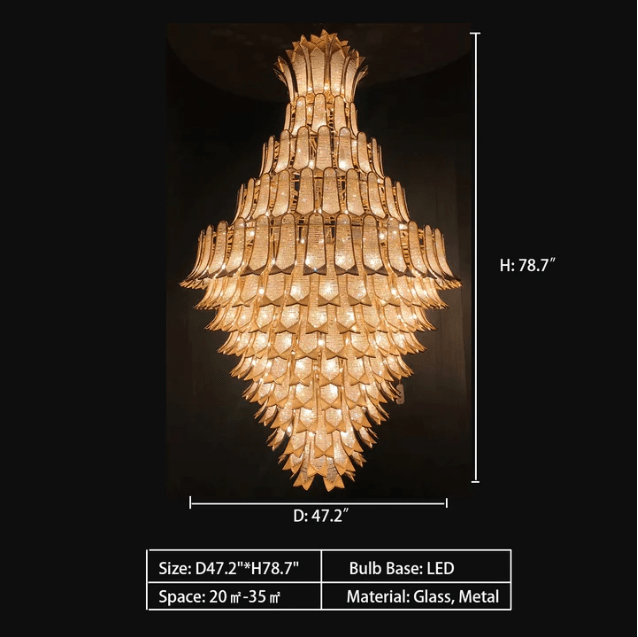 Extra Large Luxury Multi - tier Gold CrystalChandelier for Stairs/Large High - ceiling Room - fovolighting