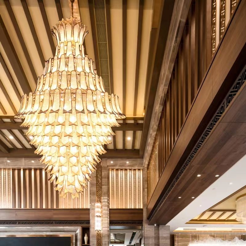 Extra Large Luxury Multi - tier Gold CrystalChandelier for Stairs/Large High - ceiling Room - fovolighting