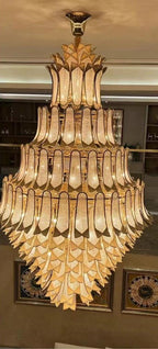 Extra Large Luxury Multi - tier Gold CrystalChandelier for Stairs/Large High - ceiling Room - fovolighting