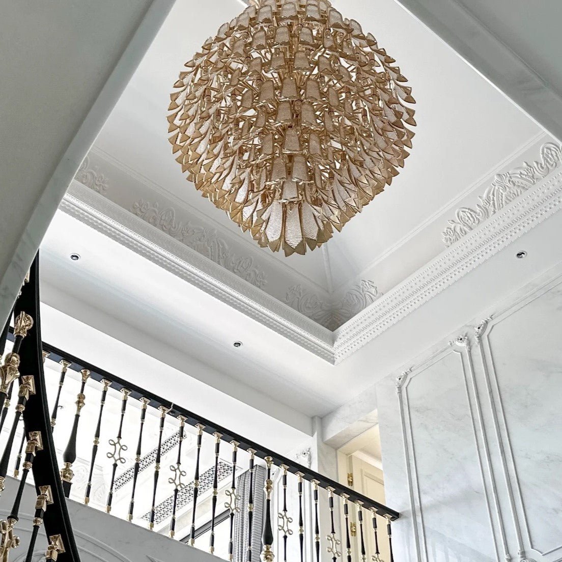 Extra Large Luxury Multi - tier Gold CrystalChandelier for Stairs/Large High - ceiling Room - fovolighting