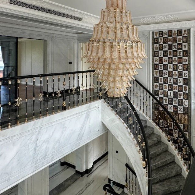 Extra Large Luxury Multi - tier Gold CrystalChandelier for Stairs/Large High - ceiling Room - fovolighting