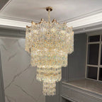Extra Large Luxury Multi - tiered Crystal Chandelier in Gold Finish for Foyer/Staircase - fovolighting