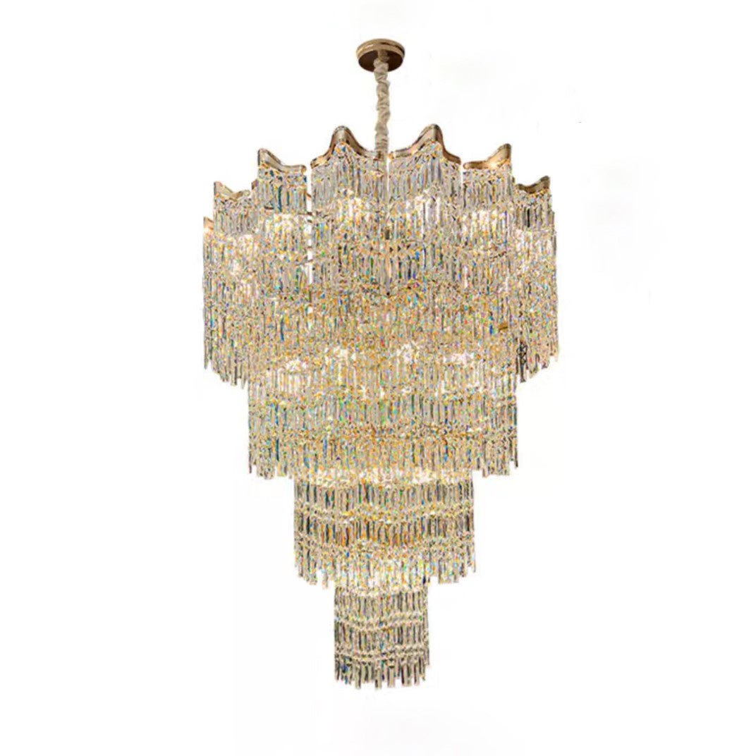Extra Large Luxury Multi - tiered Crystal Chandelier in Gold Finish for Foyer/Staircase - fovolighting