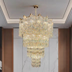 Extra Large Luxury Multi - tiered Crystal Chandelier in Gold Finish for Foyer/Staircase - fovolighting