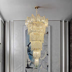 Extra Large Luxury Multi - tiered Crystal Chandelier in Gold Finish for Foyer/Staircase - fovolighting