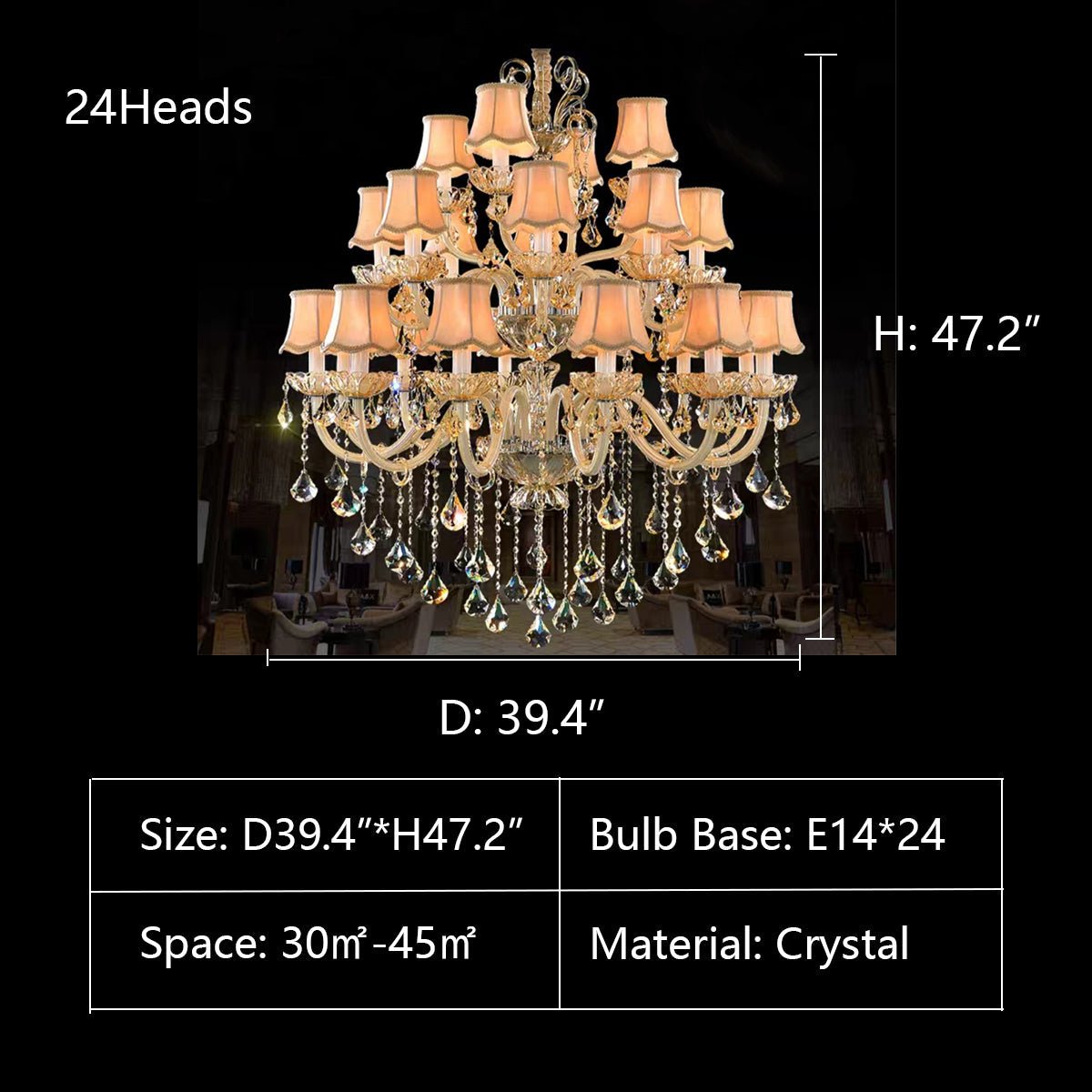Extra Large Luxury Multi - Tiered Crystal Pendant Chandelier for High - Ceiling Rooms - fovolighting