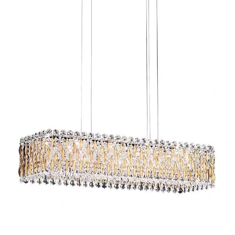 Extra Large Luxury Rectangle Crystal Pendant Chandelier for Living/Dining Room/Kitchen Island - fovolighting