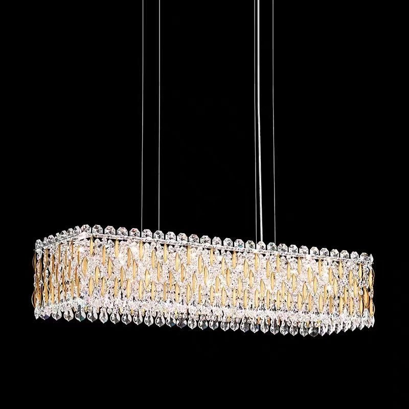 Extra Large Luxury Rectangle Crystal Pendant Chandelier for Living/Dining Room/Kitchen Island - fovolighting