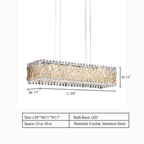 Extra Large Luxury Rectangle Crystal Pendant Chandelier for Living/Dining Room/Kitchen Island - fovolighting