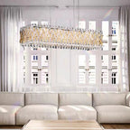 Extra Large Luxury Rectangle Crystal Pendant Chandelier for Living/Dining Room/Kitchen Island - fovolighting