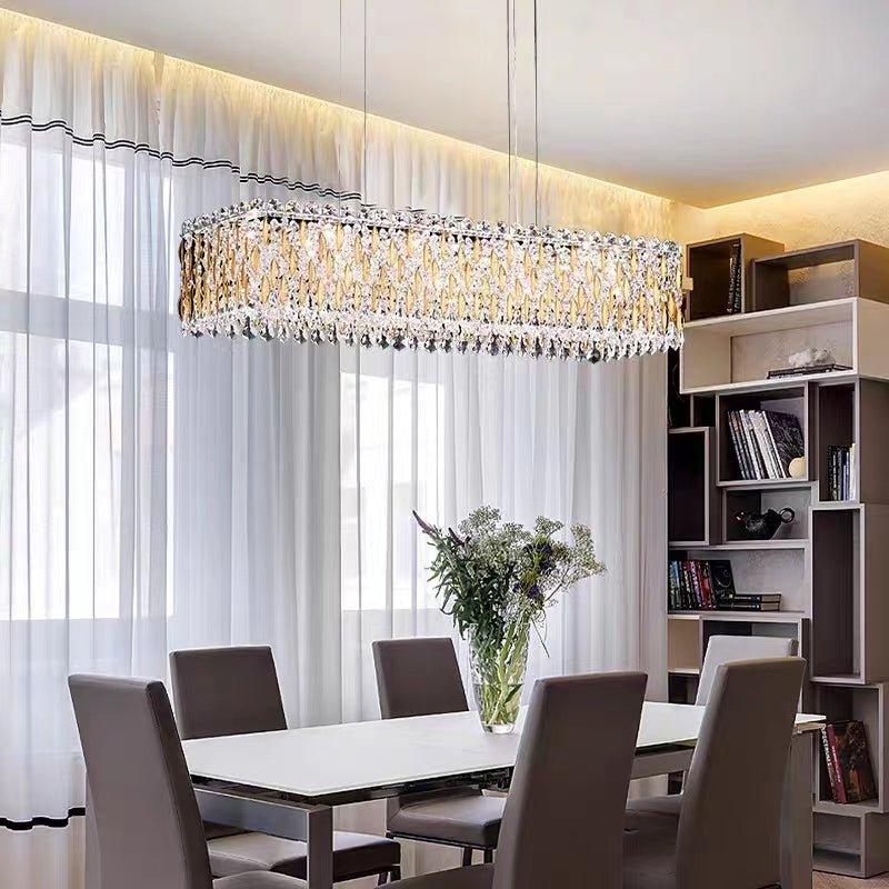 Extra Large Luxury Rectangle Crystal Pendant Chandelier for Living/Dining Room/Kitchen Island - fovolighting