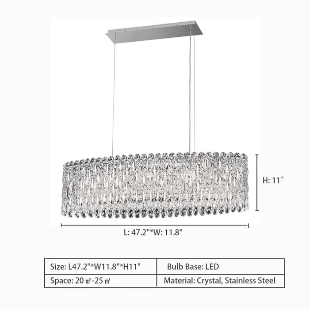 Extra Large Modern Fashion Oval Crystal Pendant Chandelier for Dining Room/Kitchen Island - fovolighting