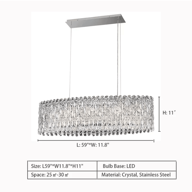 Extra Large Modern Fashion Oval Crystal Pendant Chandelier for Dining Room/Kitchen Island - fovolighting