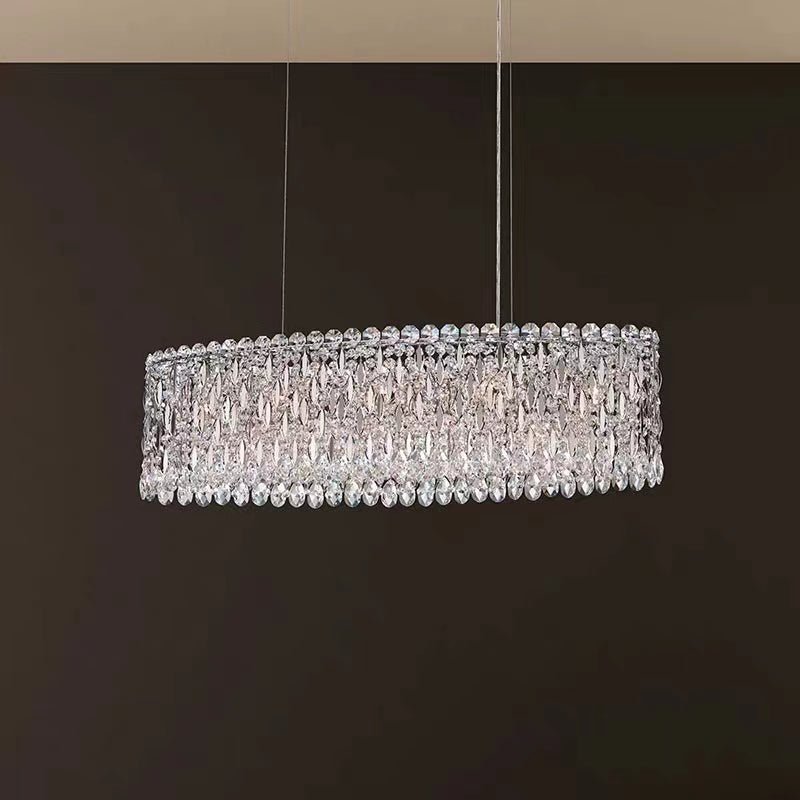 Extra Large Modern Fashion Oval Crystal Pendant Chandelier for Dining Room/Kitchen Island - fovolighting