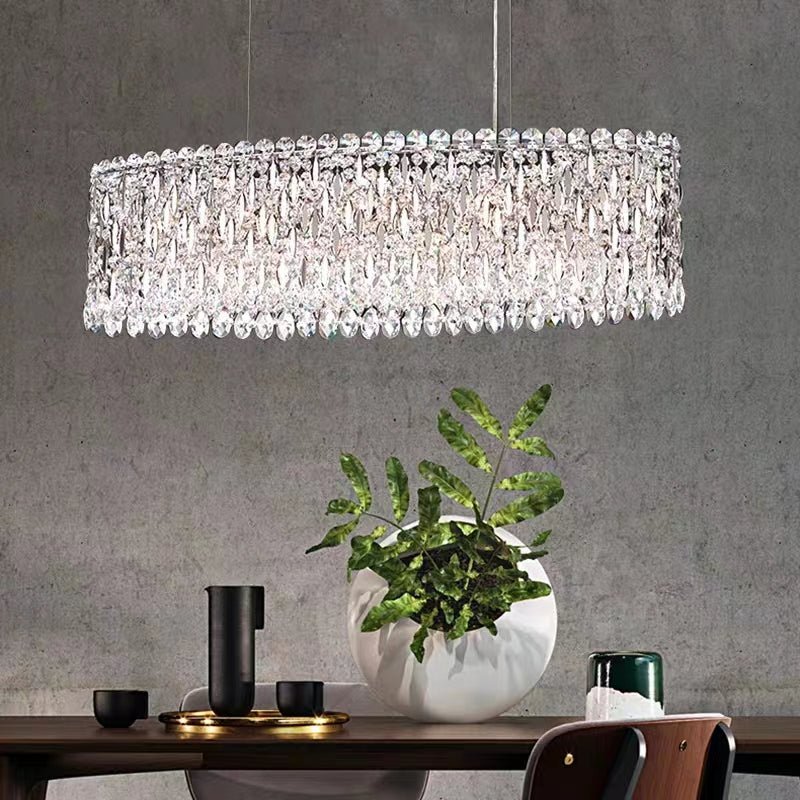 Extra Large Modern Fashion Oval Crystal Pendant Chandelier for Dining Room/Kitchen Island - fovolighting