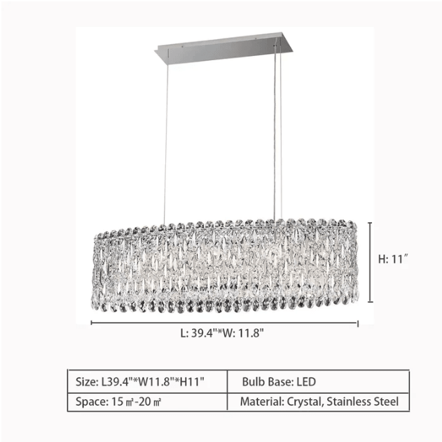 Extra Large Modern Fashion Oval Crystal Pendant Chandelier for Dining Room/Kitchen Island - fovolighting