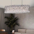 Extra Large Modern Fashion Oval Crystal Pendant Chandelier for Dining Room/Kitchen Island - fovolighting