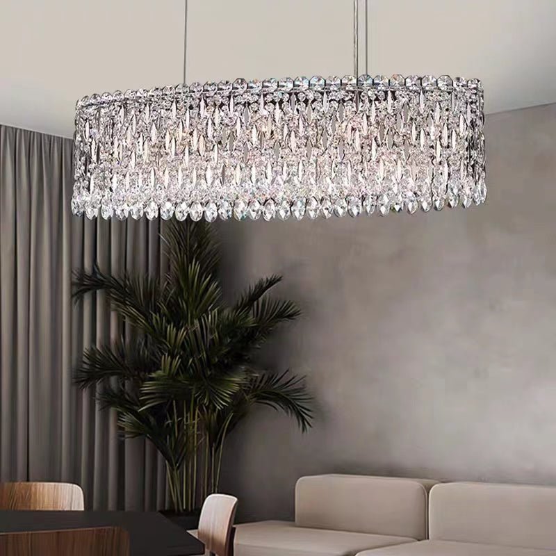 Extra Large Modern Fashion Oval Crystal Pendant Chandelier for Dining Room/Kitchen Island - fovolighting