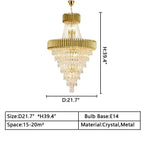 Extra Large Modern Multi - layers Gold/Black Light Luxury Crystal Chandelier For 2 - Story Living Room,Foyer - fovolighting