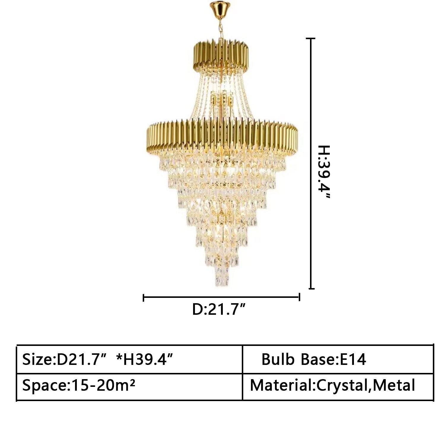 Extra Large Modern Multi - layers Gold/Black Light Luxury Crystal Chandelier For 2 - Story Living Room,Foyer - fovolighting