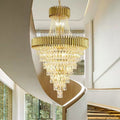 Extra Large Modern Multi - layers Gold/Black Light Luxury Crystal Chandelier For 2 - Story Living Room,Foyer - fovolighting