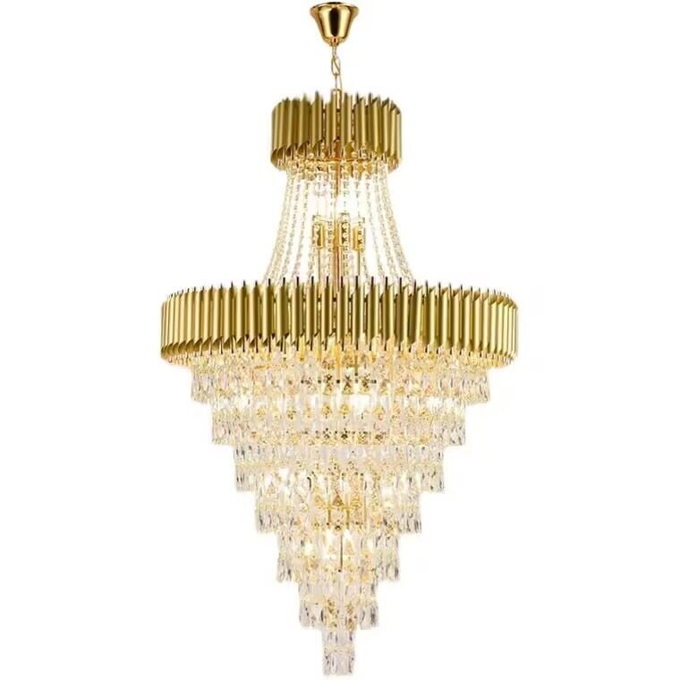 Extra Large Modern Multi - layers Gold/Black Light Luxury Crystal Chandelier For 2 - Story Living Room,Foyer - fovolighting